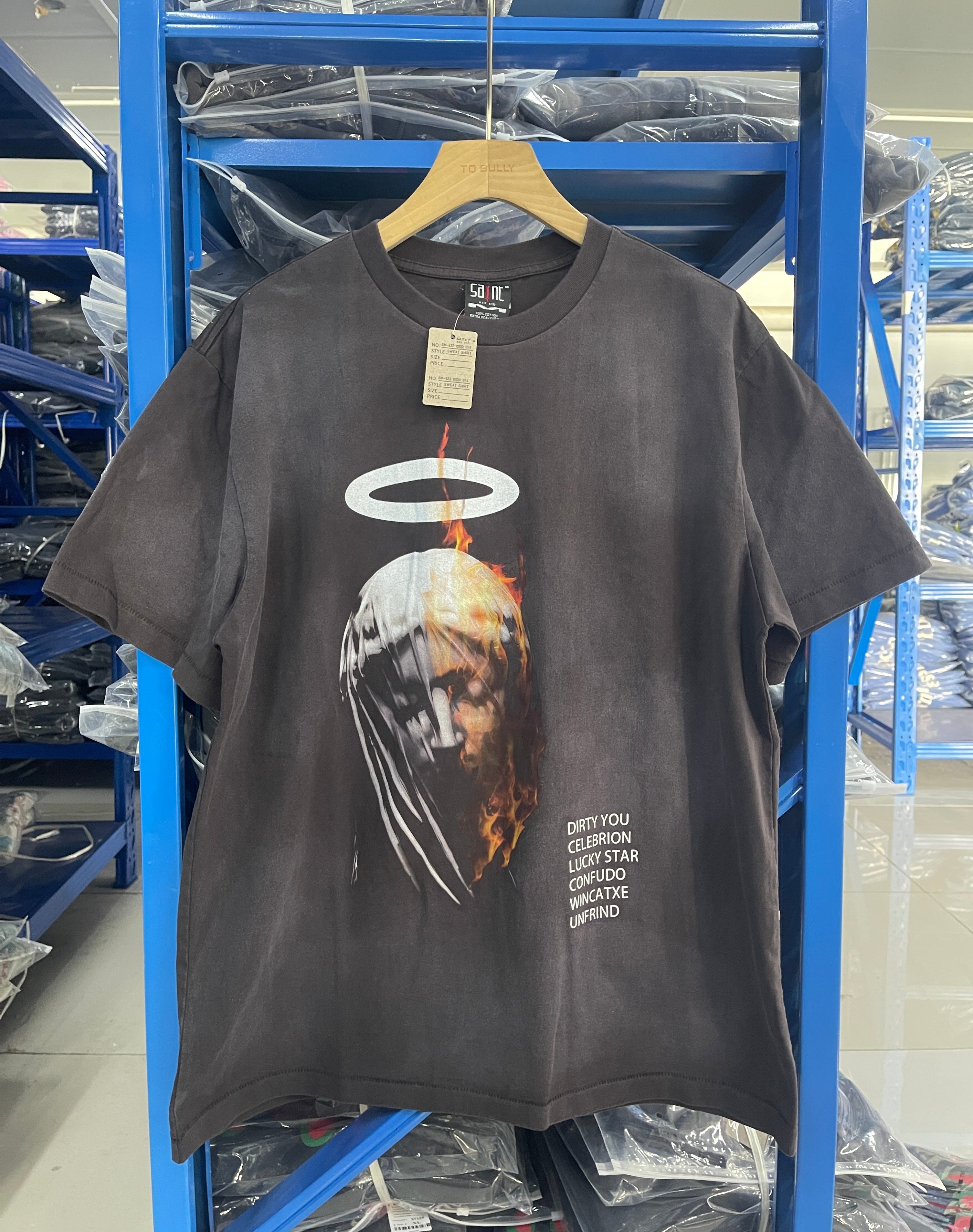 Saint Michael Devil Daddy Halo Flame Vintage Black Tee