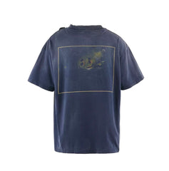 Saint Michael Star Smile Washed Navy Distressed Vintage Tee
