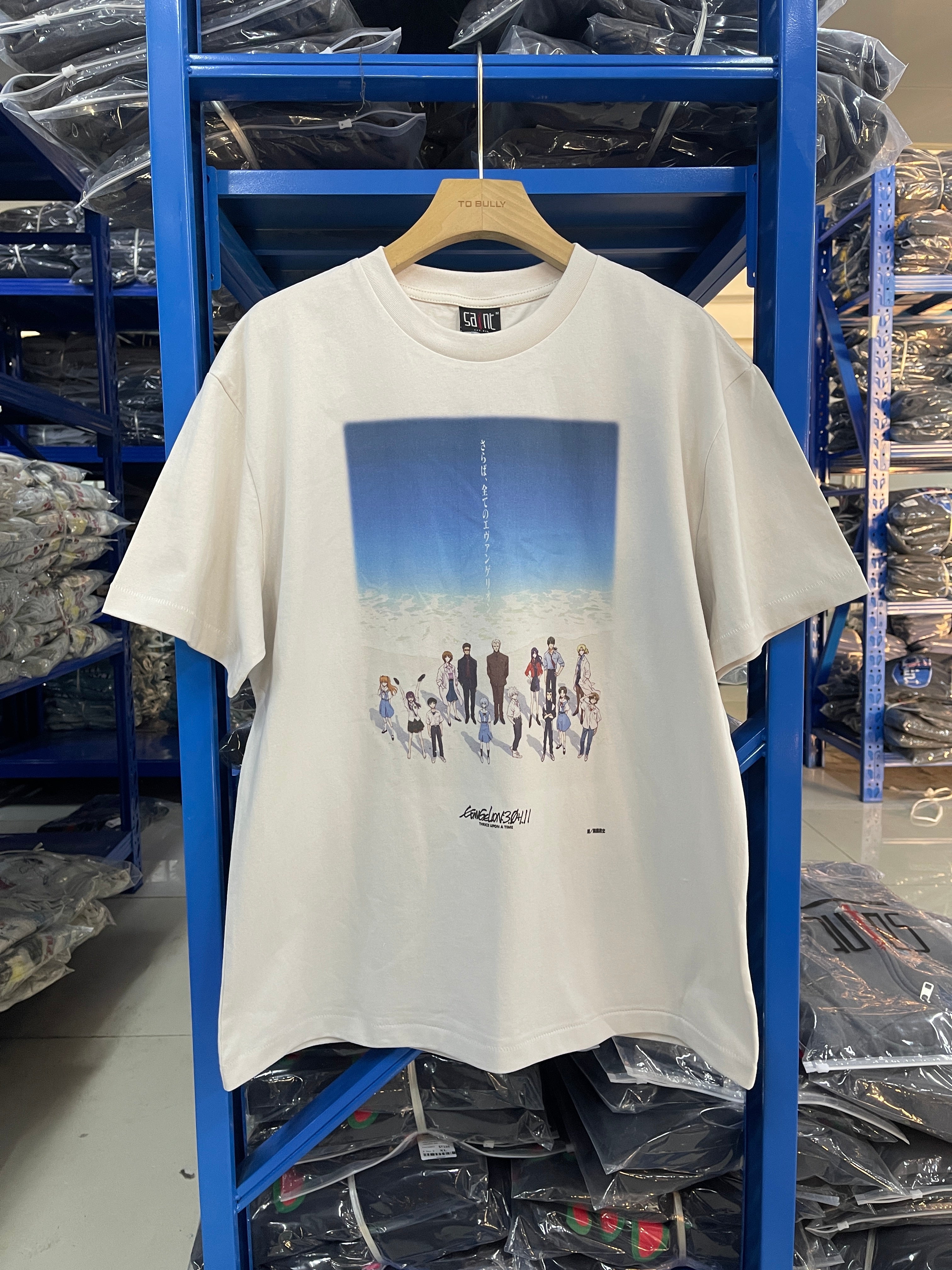 Saint Michael Anime Crew Graphic Off‑White Tee
