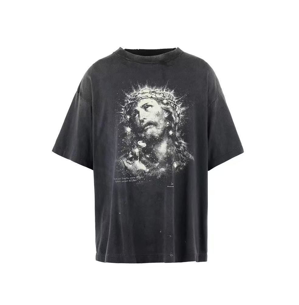 Saint Michael Vintage Distressed Graphic Tee Black