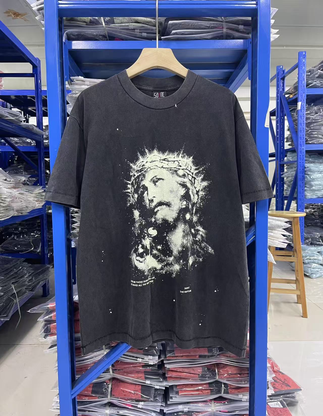 Saint Michael Vintage Distressed Graphic Tee Black