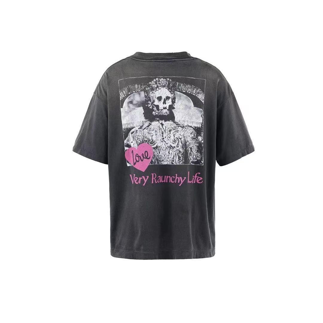 Saint Michael Love Dual‑Sided Vintage Black Tee