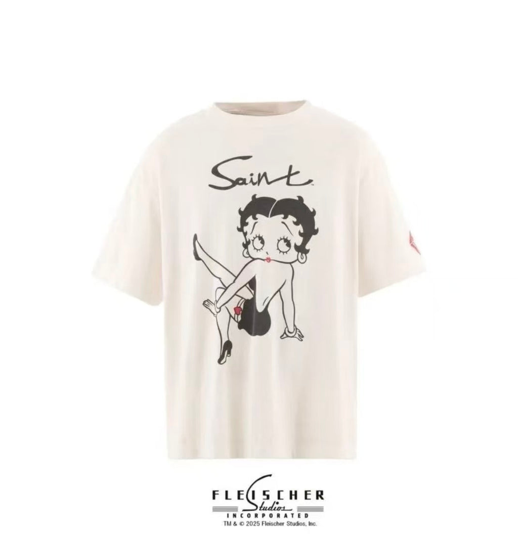 Saint Michael Betty Boop Off‑White Vintage Tee