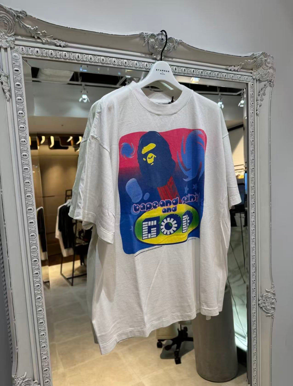 Saint Michael Bape And Saint God Colorful Graphic Tee