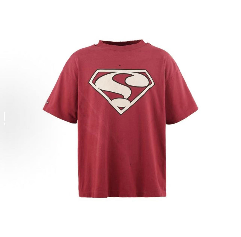 Saint Michael Superman Logo Washed Red Tee