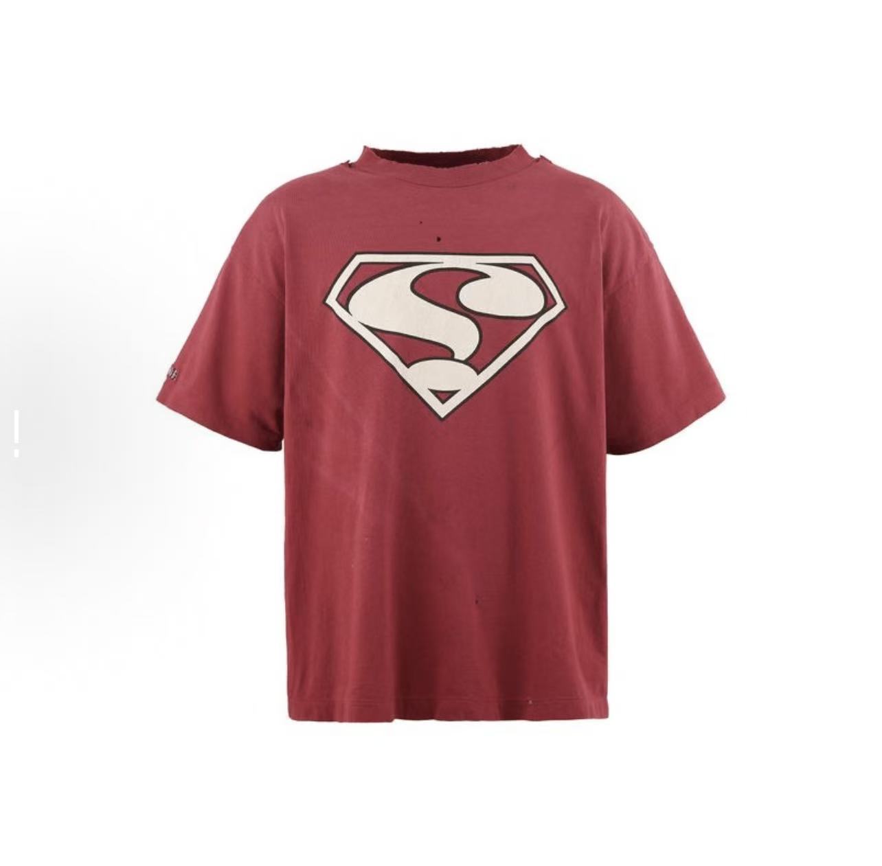 Saint Michael Superman Logo Washed Red Tee