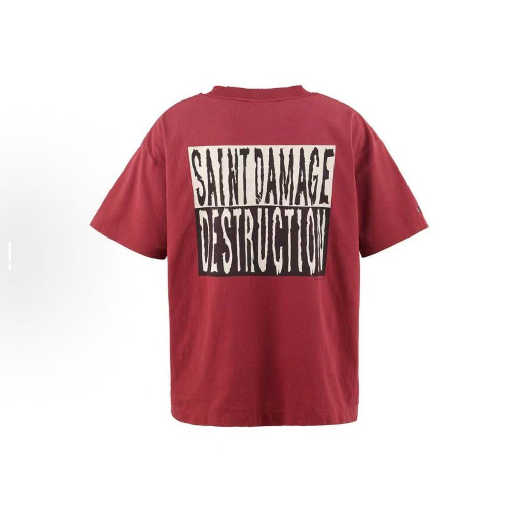 Saint Michael Superman Logo Washed Red Tee