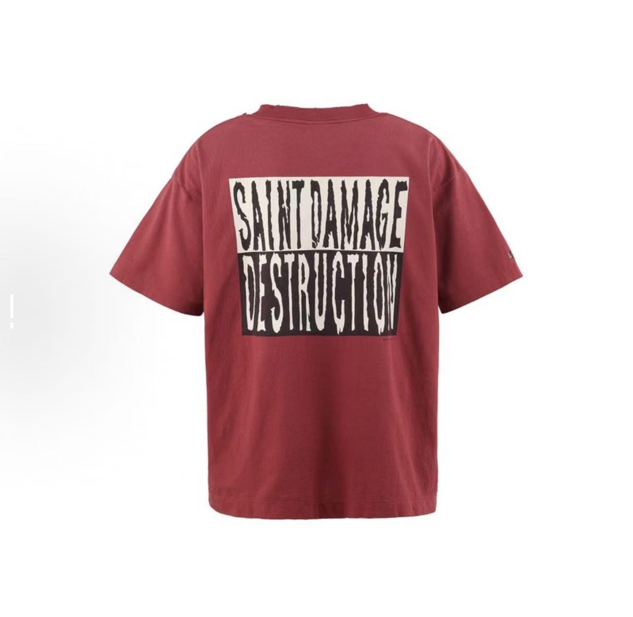 Saint Michael Superman Logo Washed Red Tee