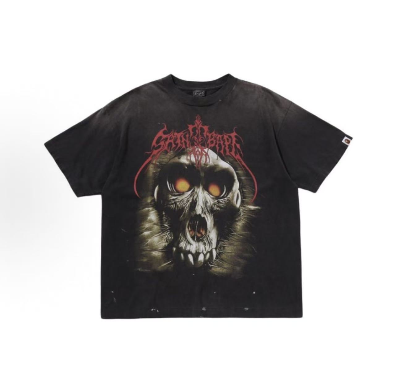 Saint Michael Demon Skull Vintage Washed Black Tee