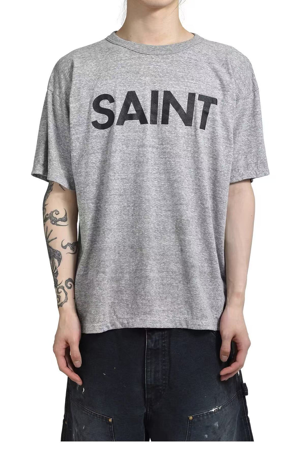 Saint Michael Bold Saint Logo Heather Grey Tee