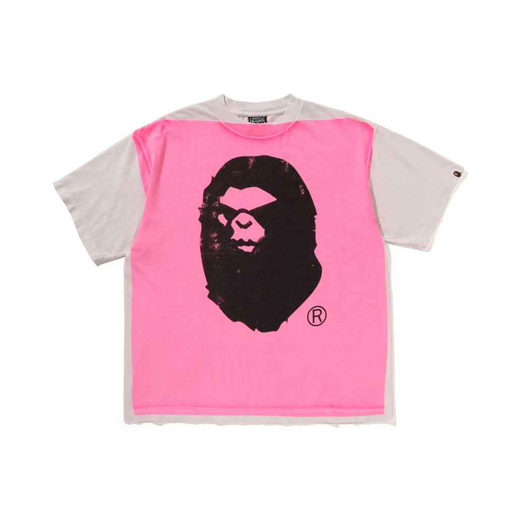 Saint Michael Ape Head Color Block Oversized Tee