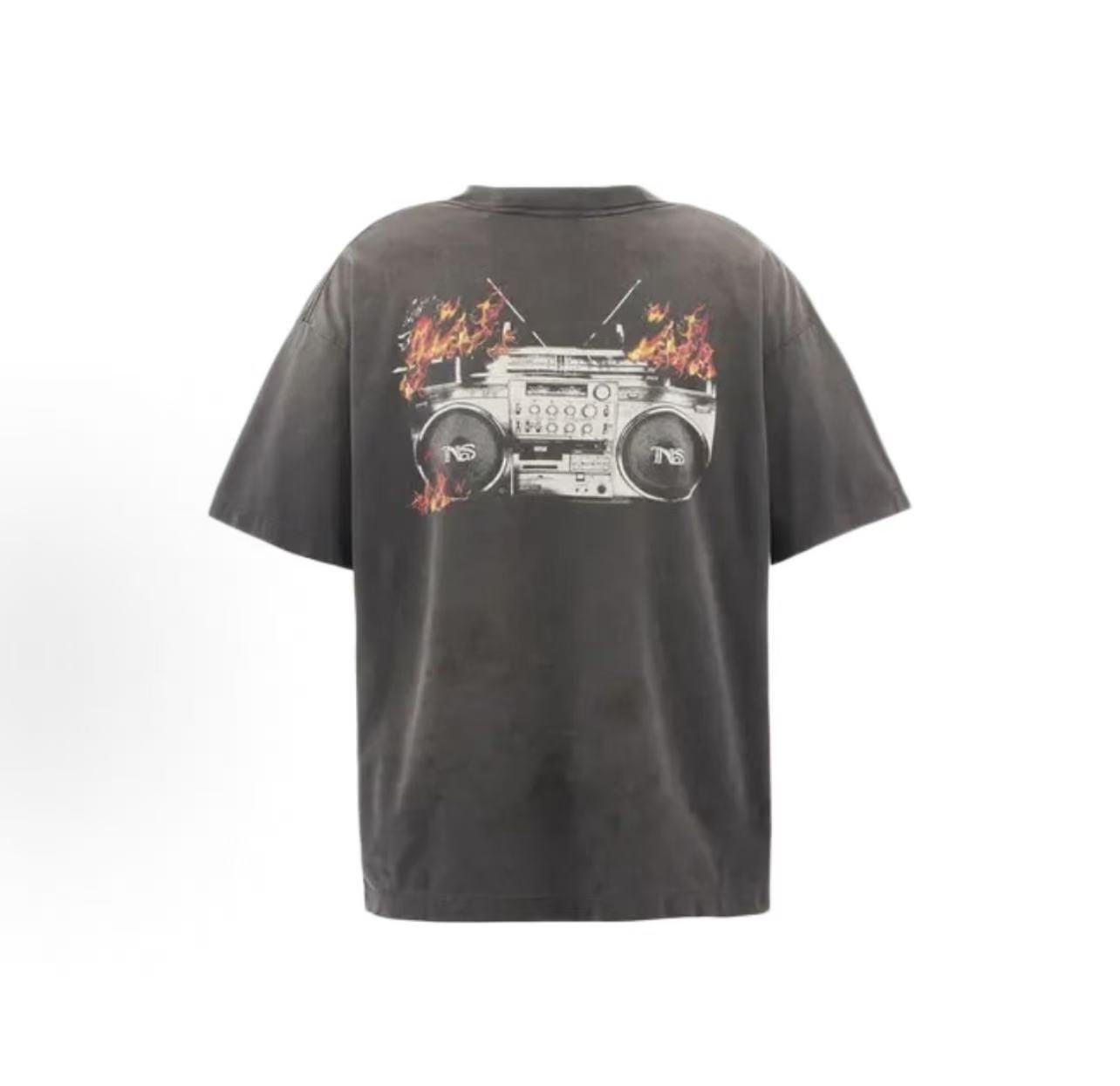 Saint Michael Flaming Cassette Boombox Vintage Washed Tee