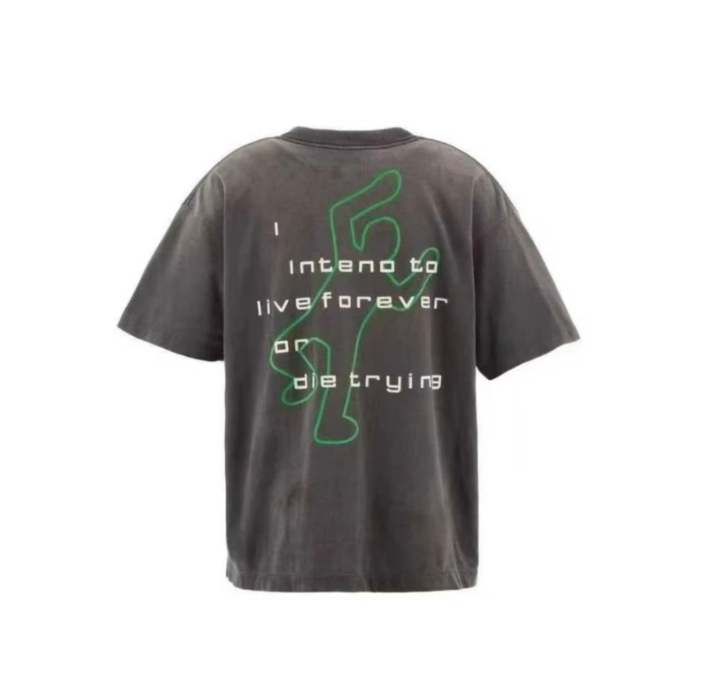 Saint Michael Green Graphic Vintage Washed Black Tee