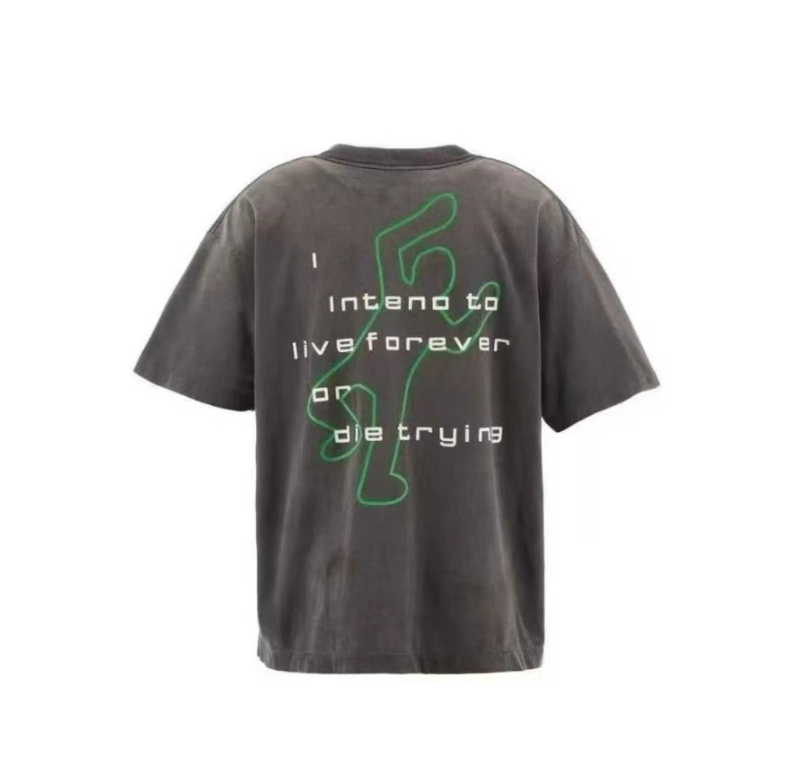 Saint Michael Green Graphic Vintage Washed Black Tee