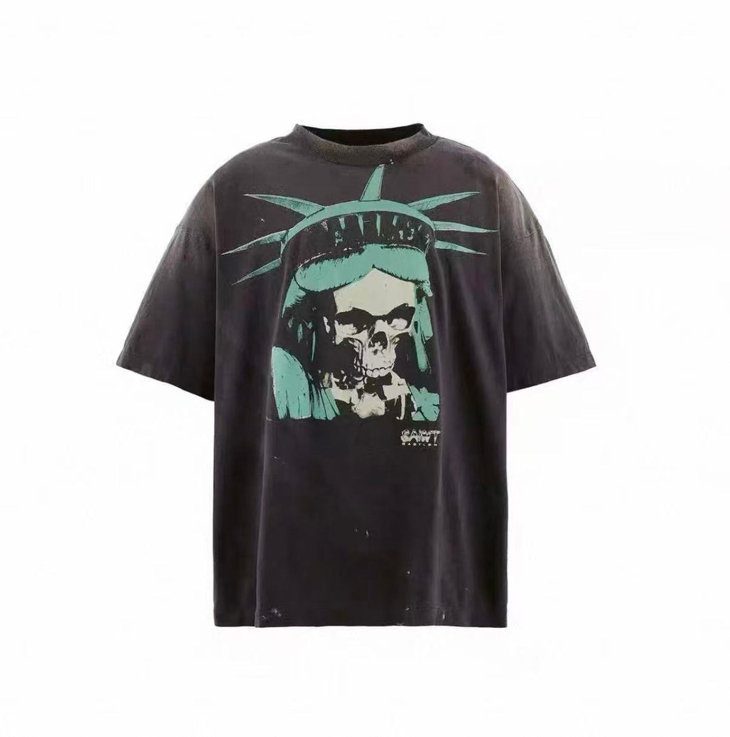 Saint Michael Liberty Skull 666 Vintage Washed Tee