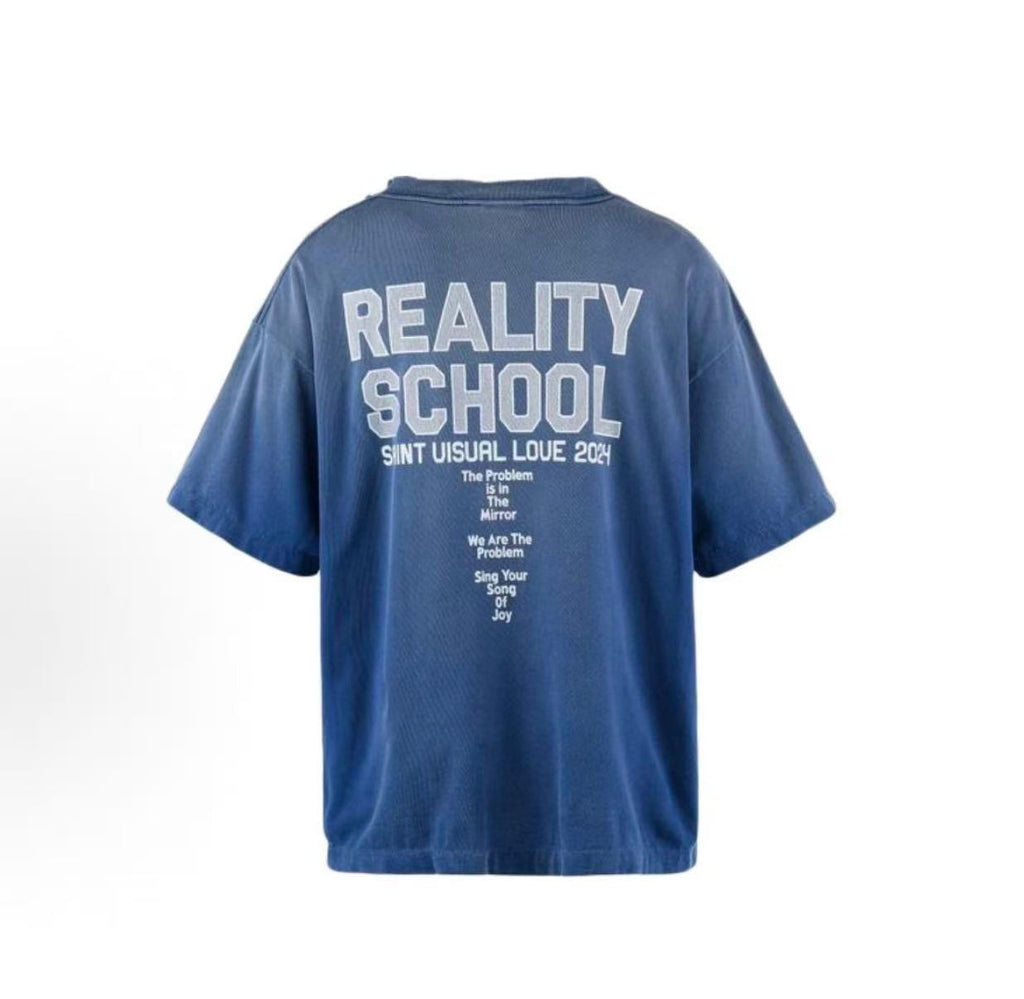 Saint Michael Reality School Washed Blue Tee