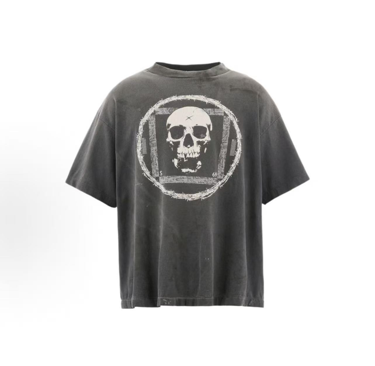 Saint Michael Barbed Wire Skull Vintage Washed Tee