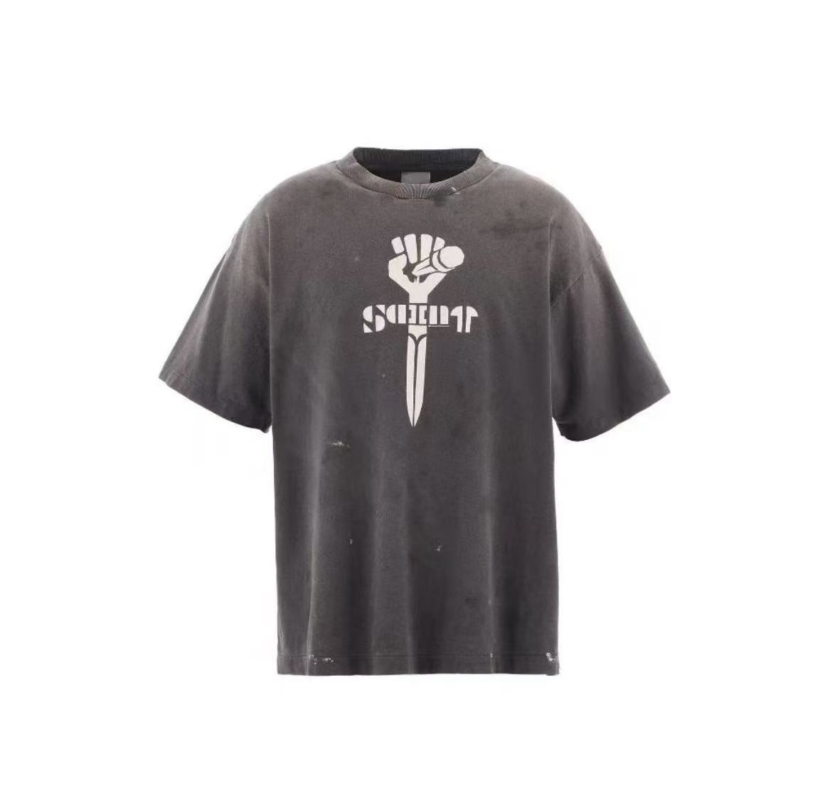 Saint Michael Fist Dagger Vintage Washed Black Tee