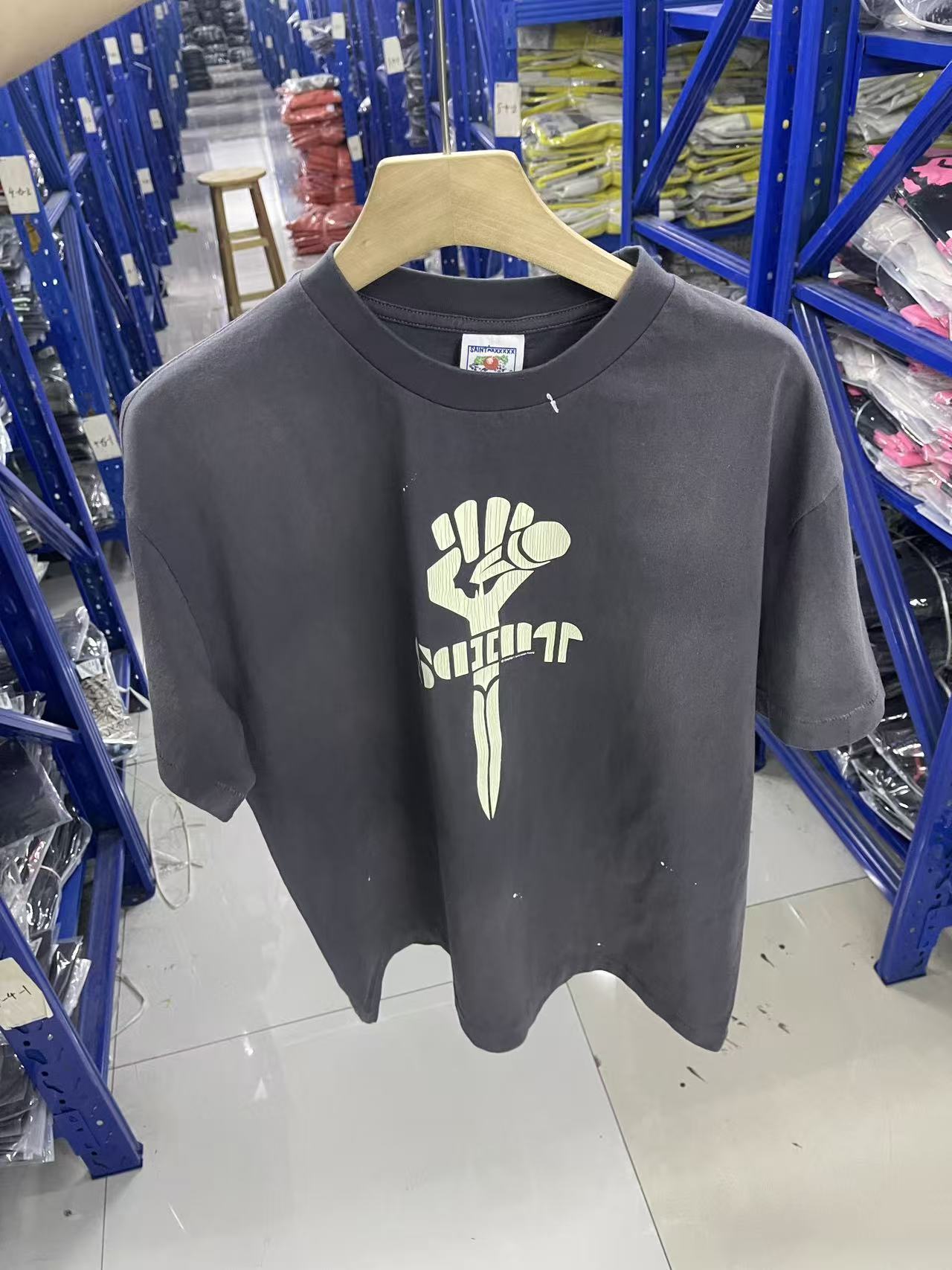 Saint Michael Fist Dagger Vintage Washed Black Tee