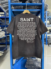 Saint Michael Cartoon Graphic Vintage Washed Black Tee