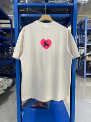 Saint Michael Pink Heart Lamb Graphic Off‑White Tee