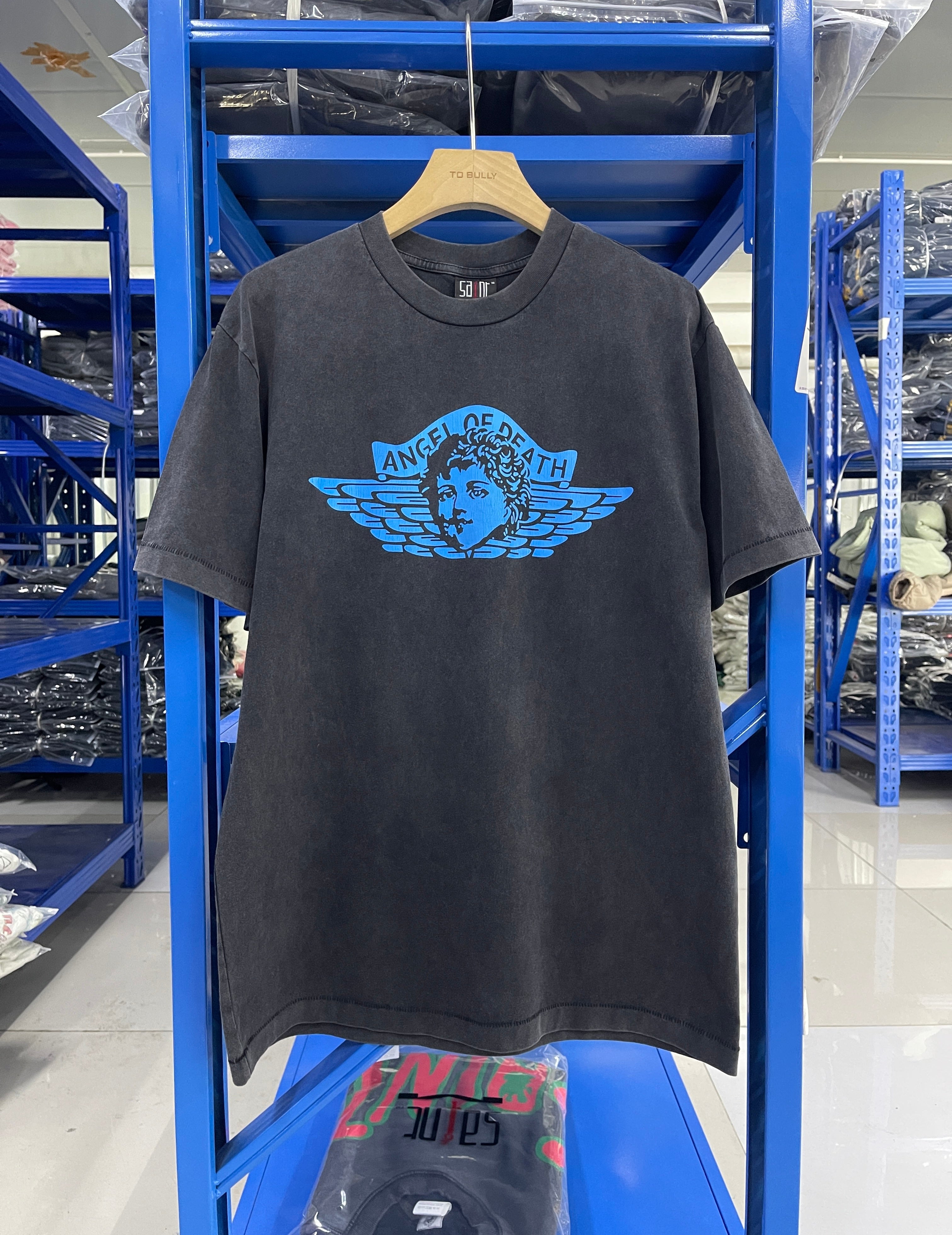 Saint Michael Angel Of Death Blue Graphic Washed Tee
