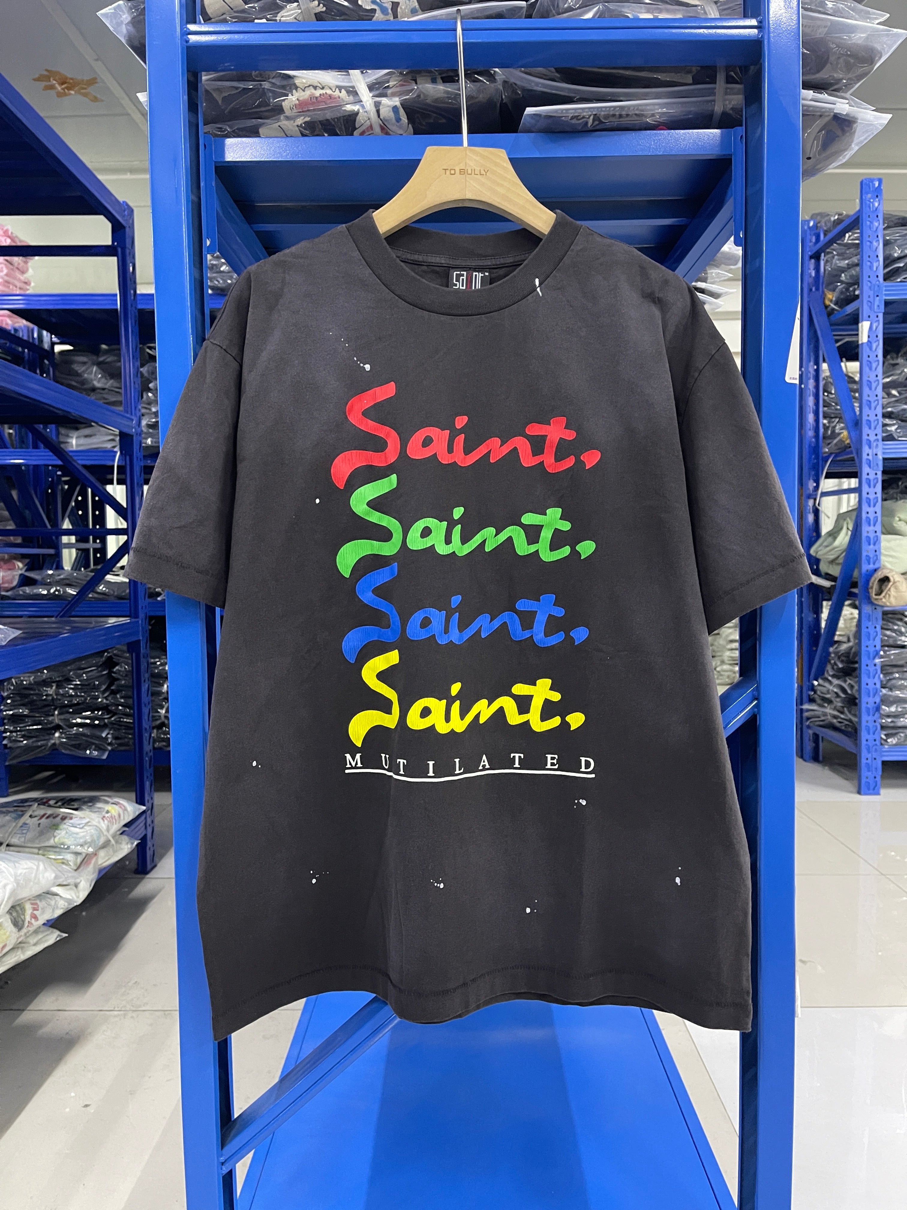 Saint Michael Multi‑Color Saint Lettering Washed Tee