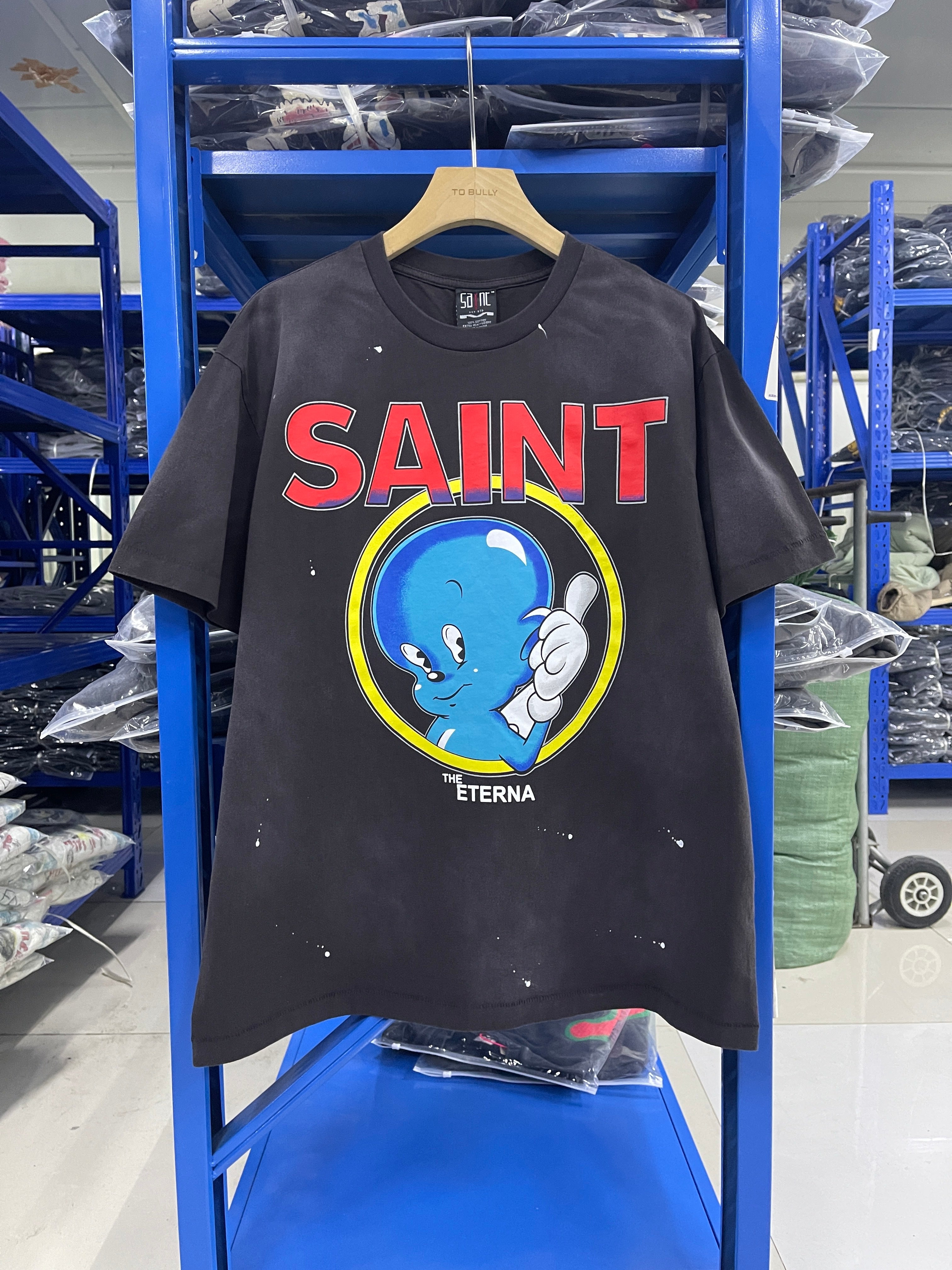 Saint Michael Cartoon Eterna Splash Black Tee
