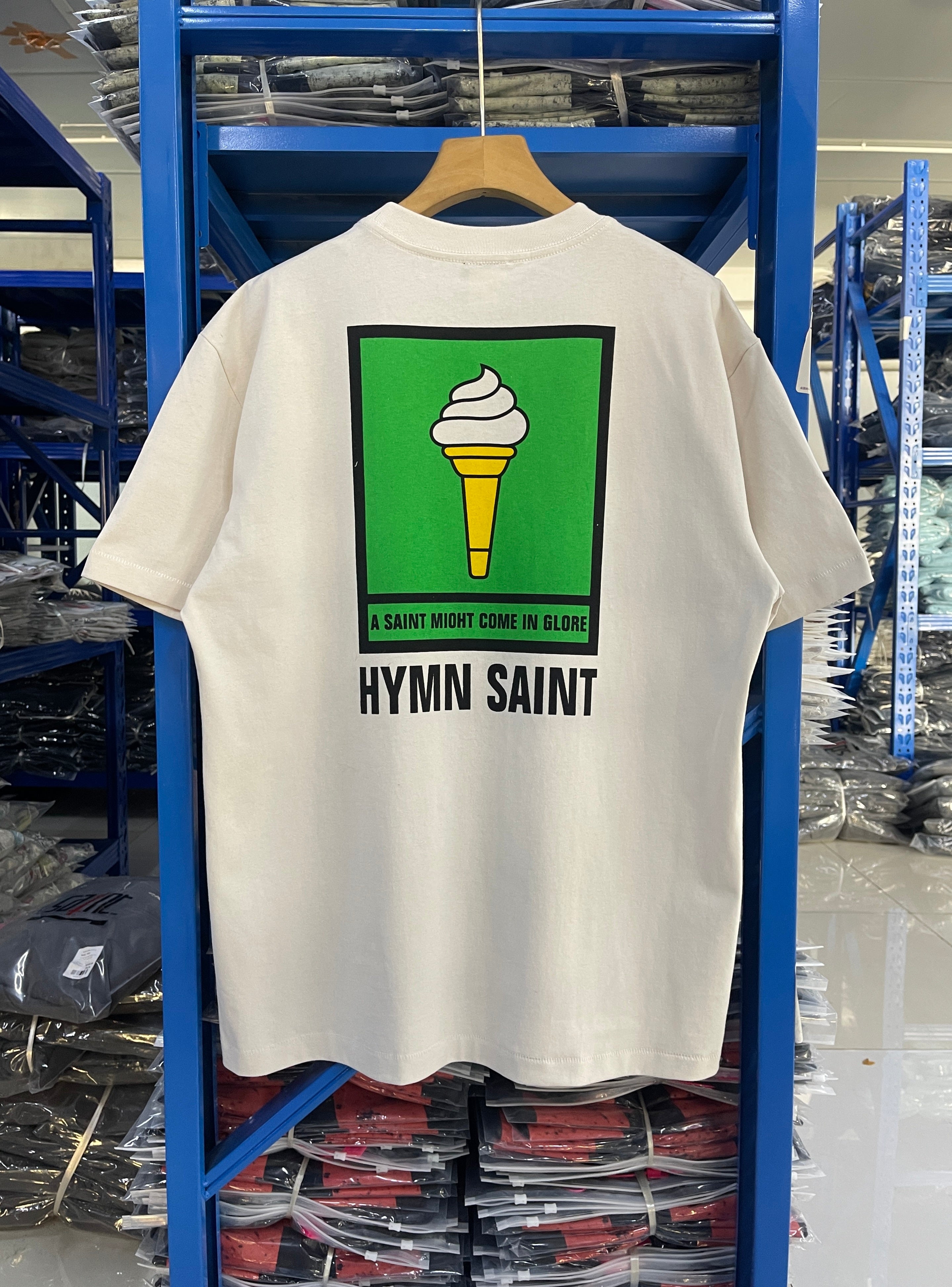 Saint Michael Ice Cream & Vehicle Print Off‑White Tee