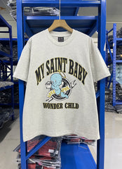 Saint Michael Baby Cartoon Graphic Grey Tee