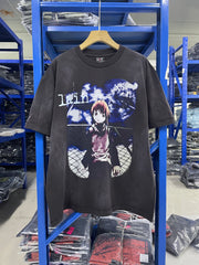 Saint Michael Lain Anime Vintage Washed Black Tee