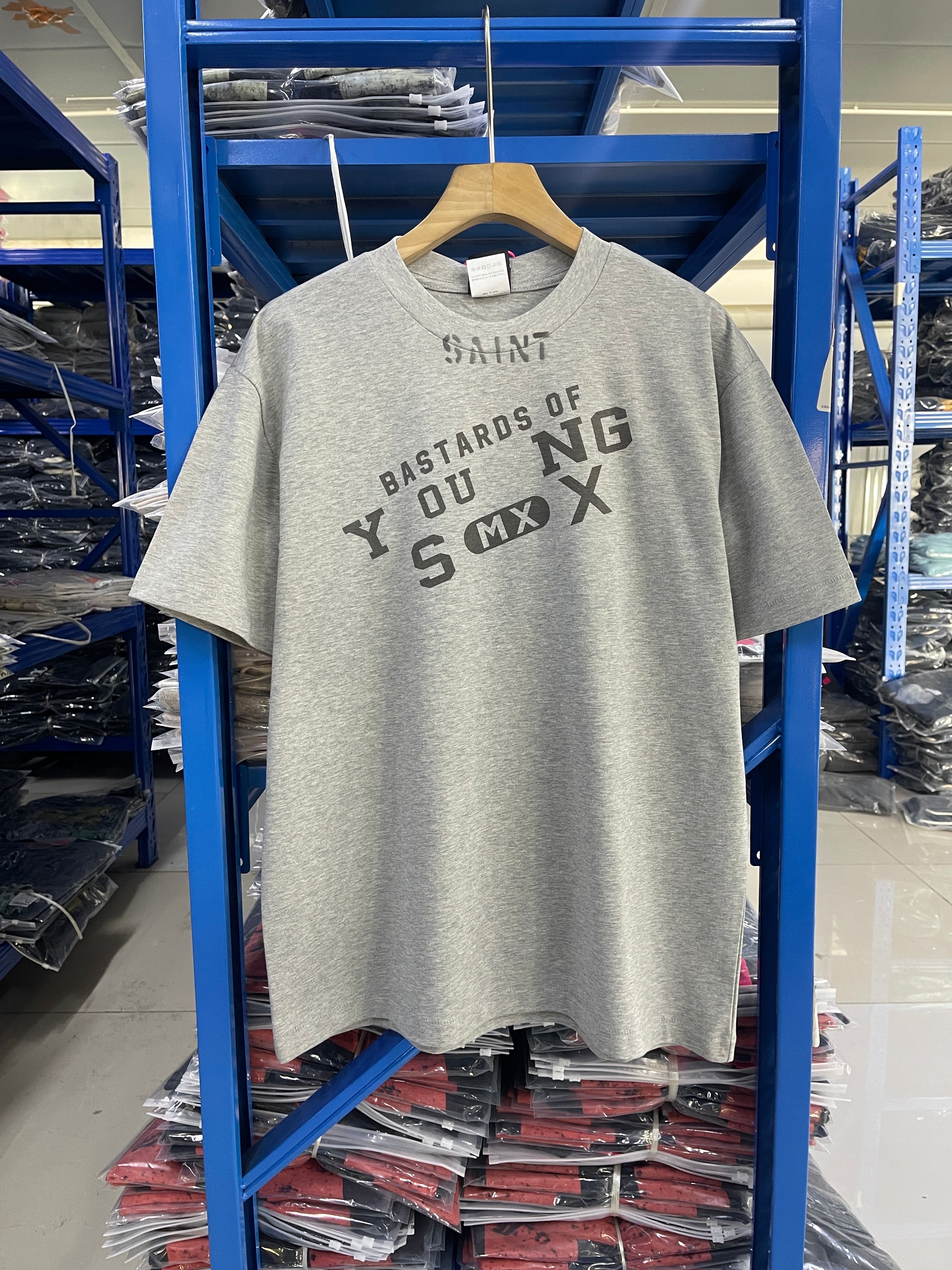 Saint Michael Slogan Print Heather Grey Tee
