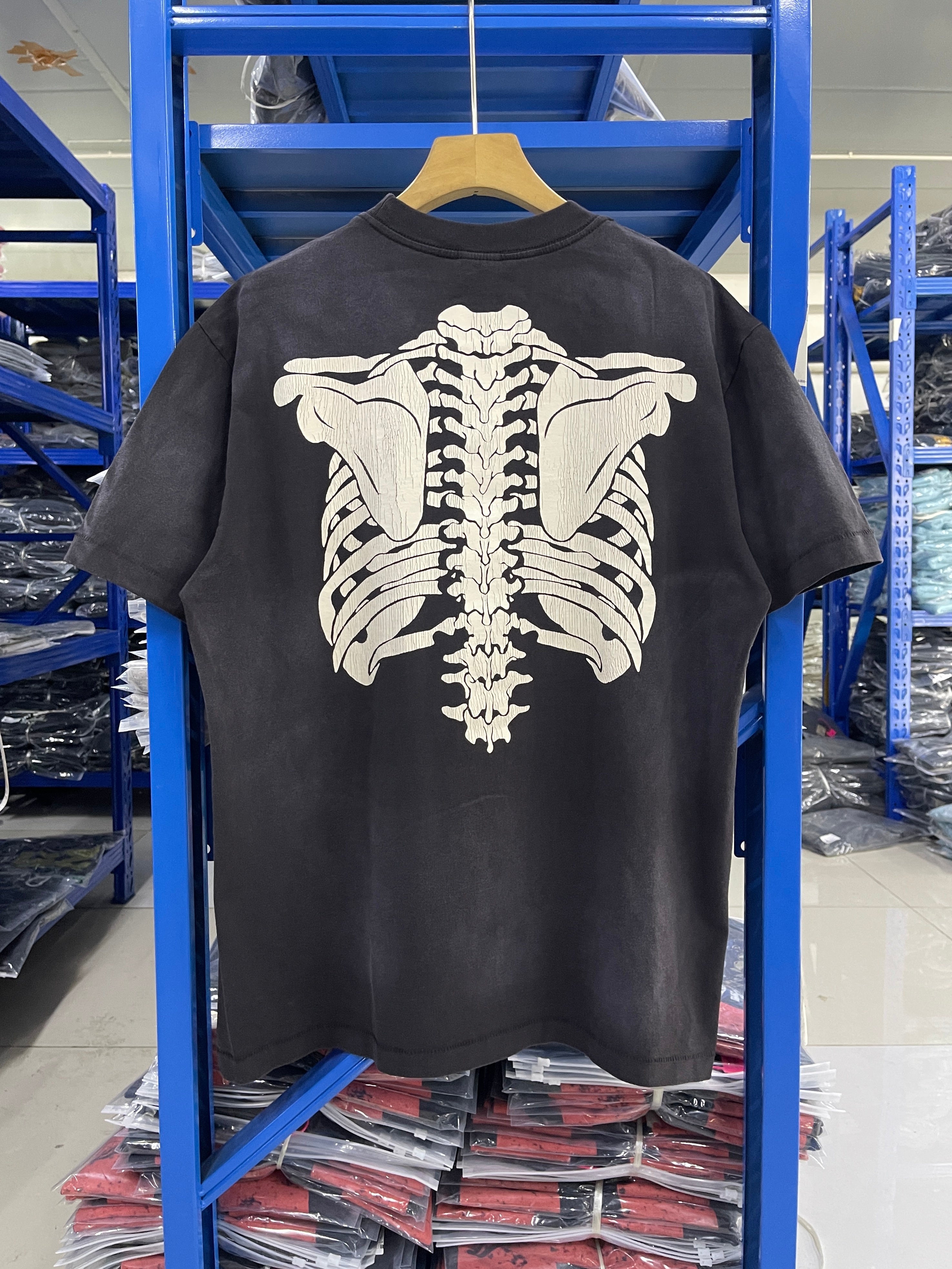 Saint Michael Skeleton Ribcage Vintage Black Tee