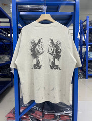 Saint Michael Aries Angel Distressed Oatmeal Tee