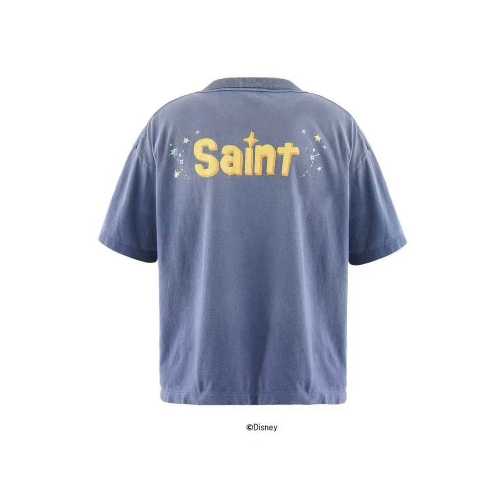 Saint Michael Tinker Bell Washed Blue Graphic Tee