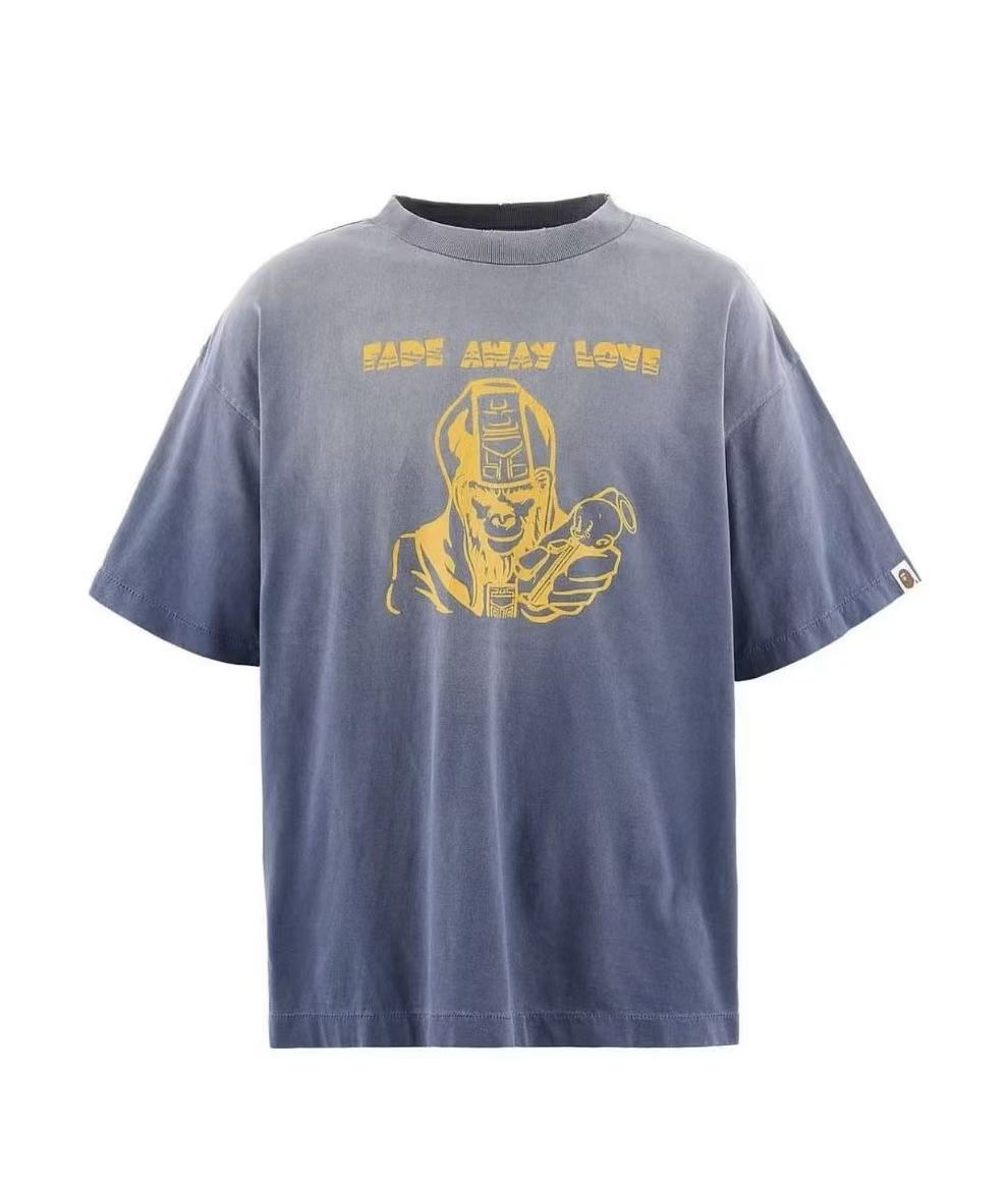 Saint Michael Fade Away Love Washed Blue Graphic Tee