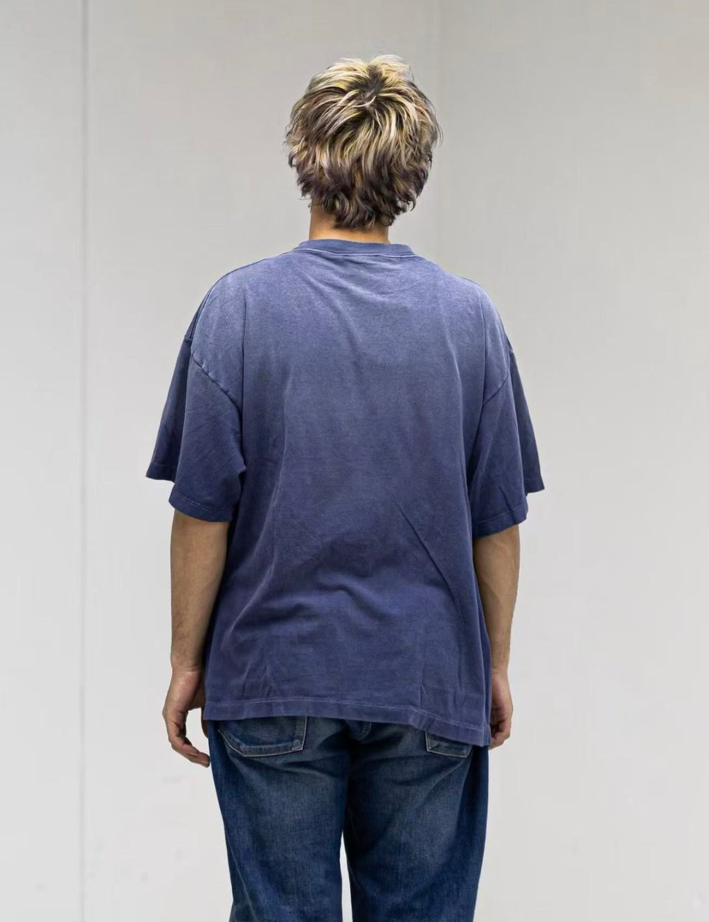 Saint Michael Fade Away Love Washed Blue Graphic Tee