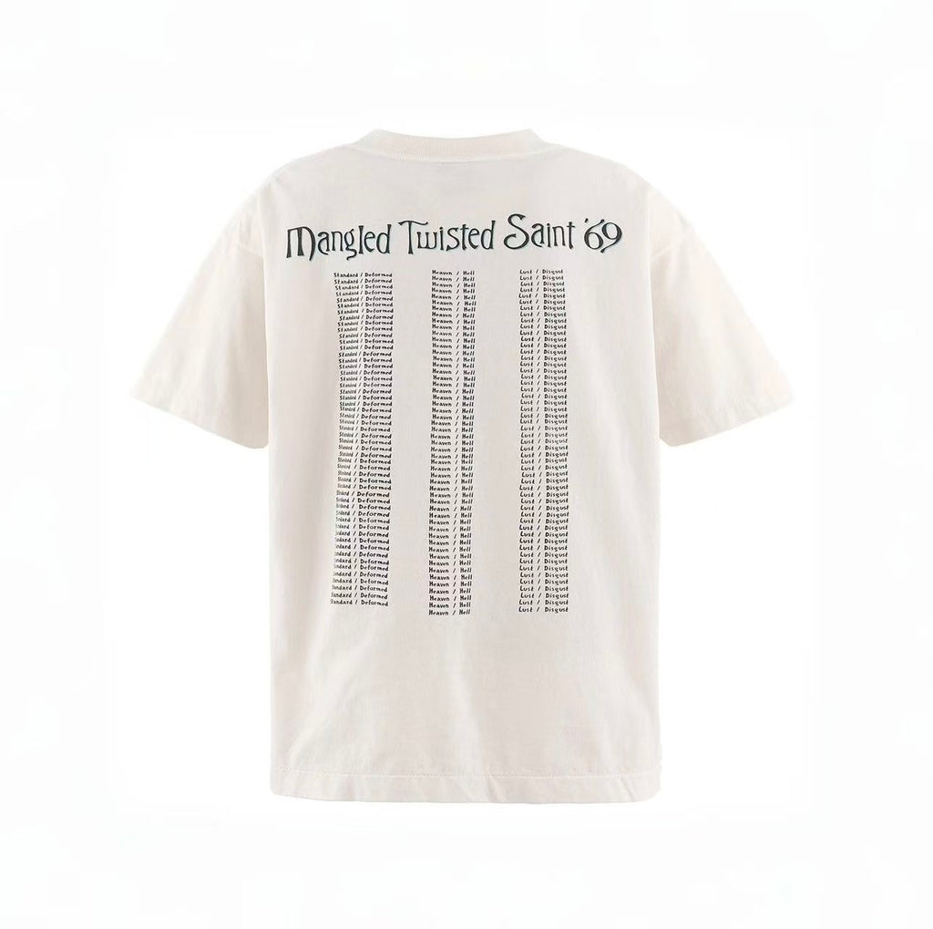 Saint Michael Mangled Twisted Saint Off‑White Tee