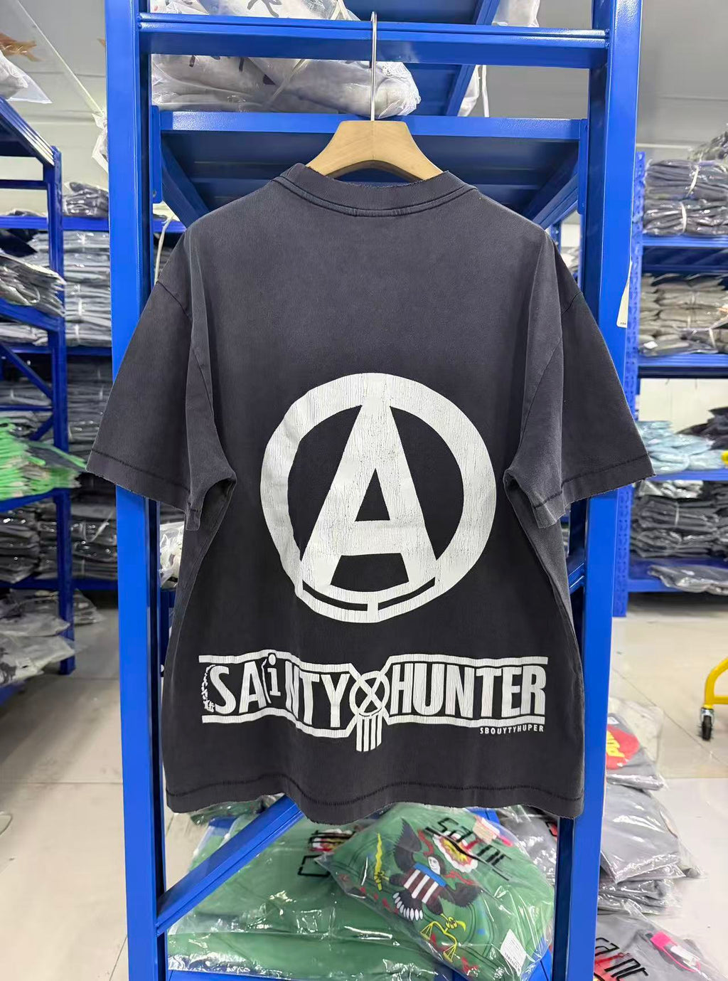 Saint Michael Sanity Hunter Washed Black Graphic Tee