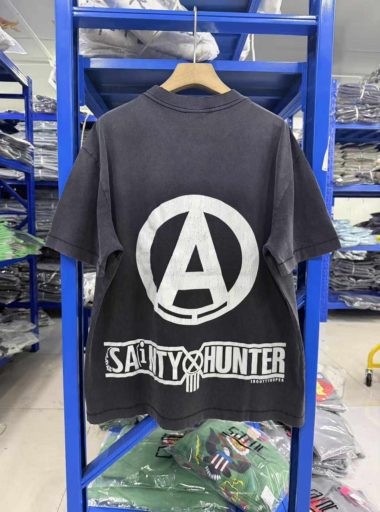 Saint Michael Sanity Hunter Washed Black Graphic Tee