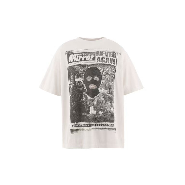 Saint Michael Daily Mirror Newspaper Print Off‑White Tee
