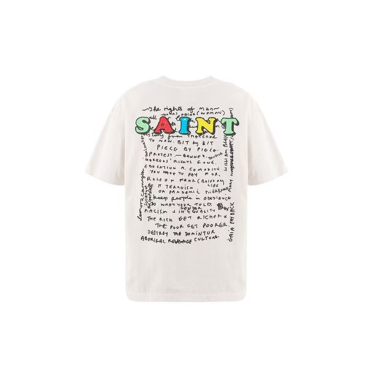 Saint Michael Daily Mirror Newspaper Print Off‑White Tee