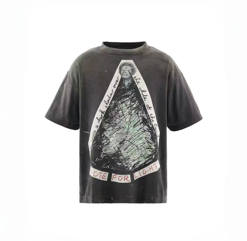 Saint Michael Vote For Light Washed Black Graphic Tee
