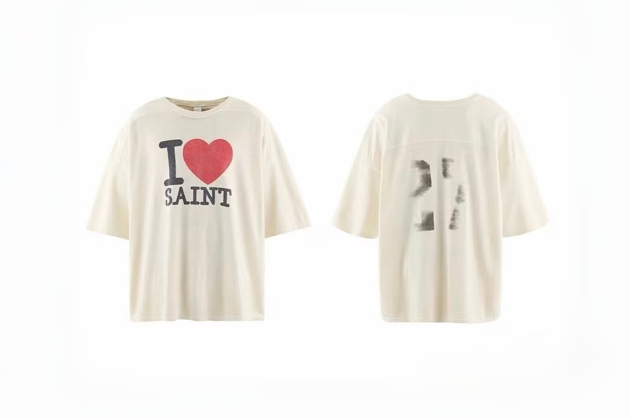 Saint Michael I Love Saint Heart Off‑White Oversized Tee
