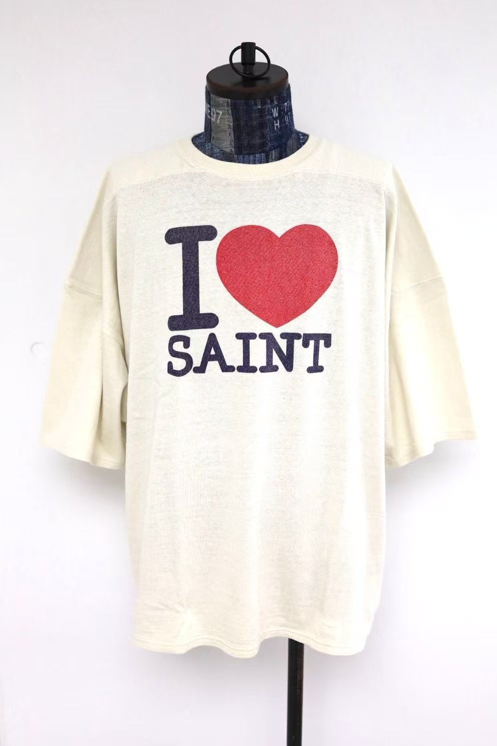 Saint Michael I Love Saint Heart Off‑White Oversized Tee