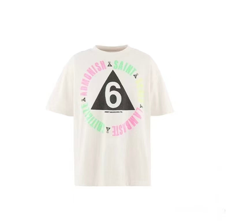 Saint Michael Number 6 Gradient Ring Off‑White Tee