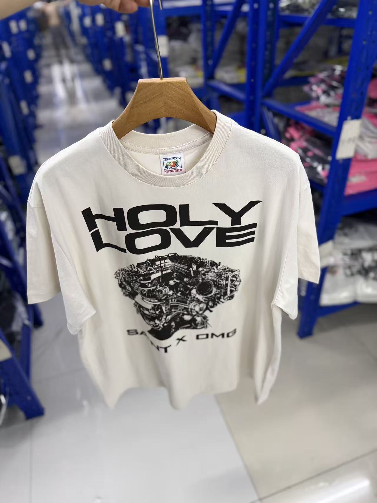 Saint Michael Holy Love Engine Graphic Off‑White Tee