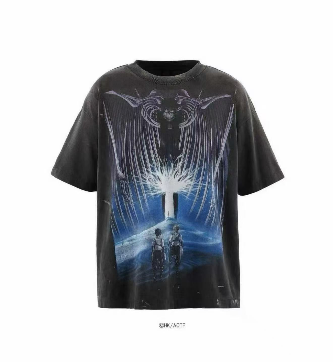 Saint Michael Attack On Titan Vintage Washed Black Tee
