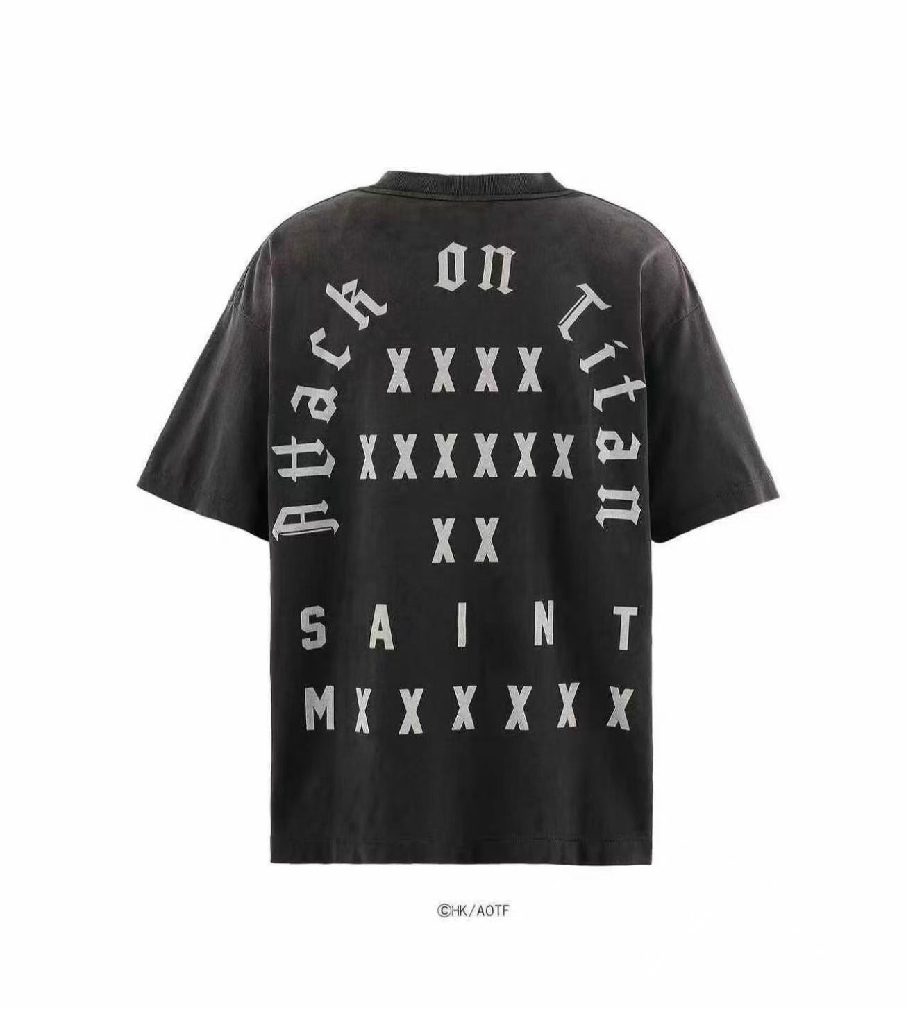 Saint Michael Attack On Titan Vintage Washed Black Tee
