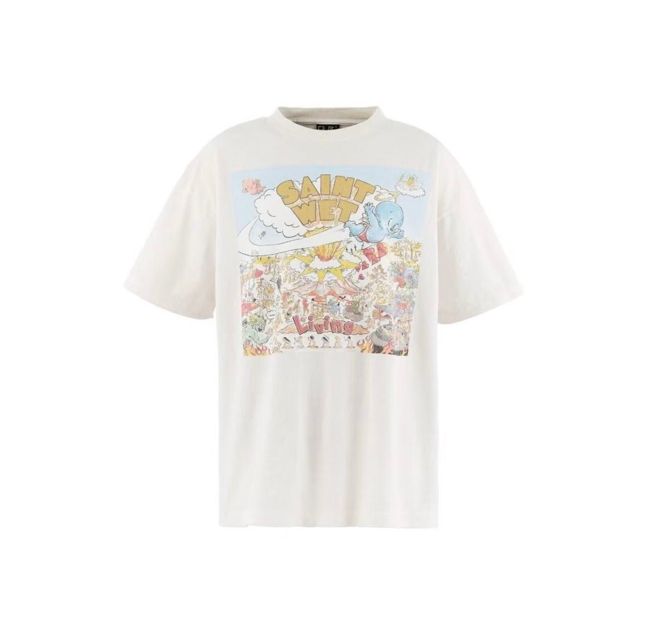 Saint Michael Saint Wet Comic Graphic Off‑White Tee